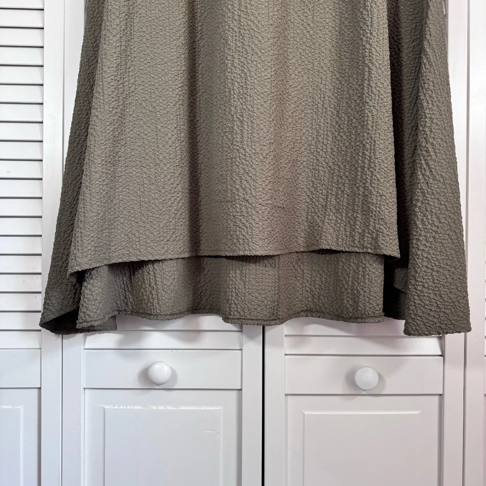 Habitat High-Low Textured Maxi Skirt Olive Green Crinkle Boho Festival Large NEW